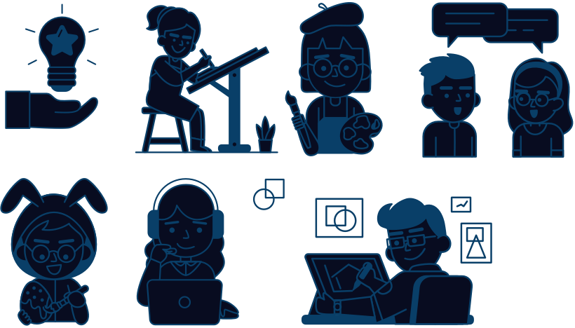 작업에 몰두하는 일러스트